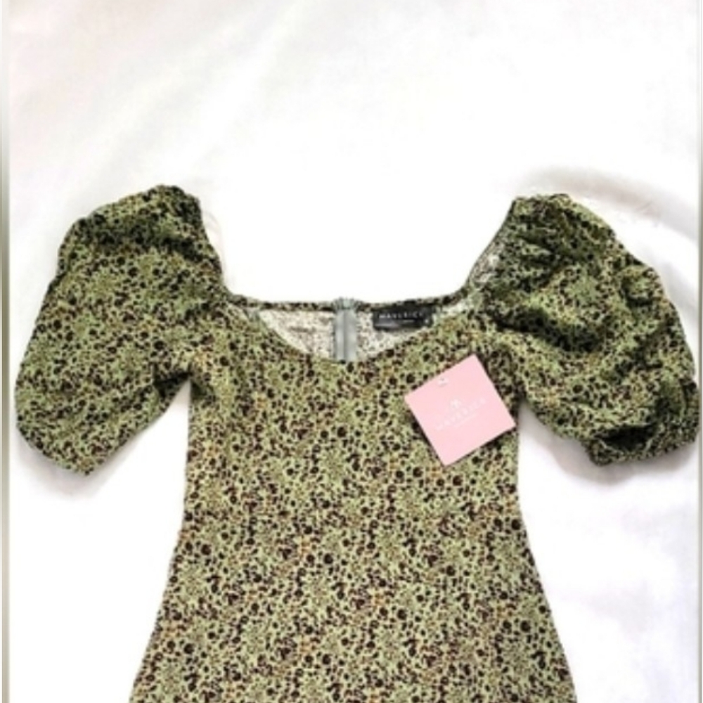 NWT! Posh Spring Boho Animal Print Puff Sleeve Babydoll Womens Mini Dress Small - Picture 10 of 14